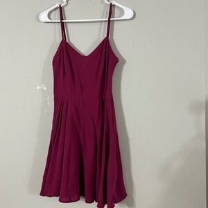 TALULA Magenta V Neck Fit Flare Dress Size 6 Spaghetti Strap